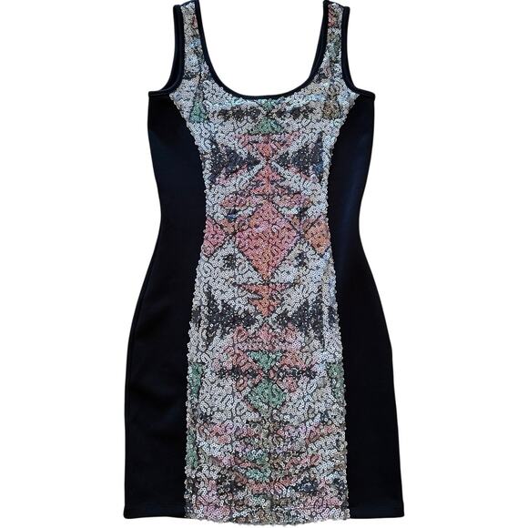 Hot Tempered Black and Sequined Mini Dress - Picture 1 of 3